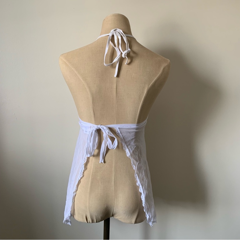 Dreamgirl White Sheer Mesh Festival Top w/ Open Back - Picture 3 of 4